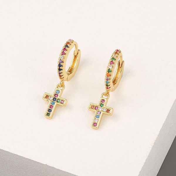 hoop & huggie charm female rainbow zircon earrings yellow gold color wedding trendy bride cross crystal for women, Golden;silver
hoop & huggie charm female rainbow zircon earrings yellow gold color wedding trendy bride cross crystal for women, Golden;silver