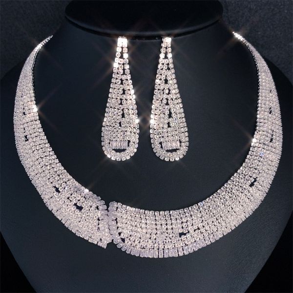 dropship exquisite luxury crystal wedding party jewelry set silver color bridal necklace and earrings gift
dropship exquisite luxury crystal wedding party jewelry set silver color bridal necklace and earrings gift