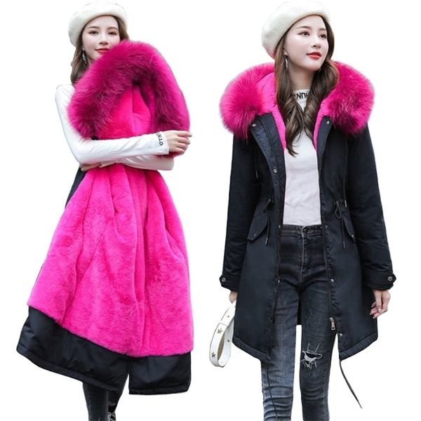 fashion velvet liner winter jacket women big fur belt hooded down parkas female coat slim warm outwear 210819, Black
fashion velvet liner winter jacket women big fur belt hooded down parkas female coat slim warm outwear 210819, Black