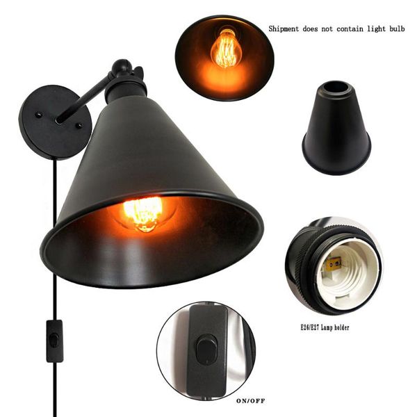 led wall light retro loft industrial wall lamp black e27 vintage sconces lamp industrial lighting fixture with plug/switch
led wall light retro loft industrial wall lamp black e27 vintage sconces lamp industrial lighting fixture with plug/switch