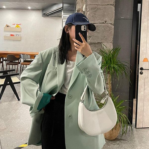 women's suits & blazers korean green women mid-length loose double breasted turndown collar long sleeve suit jacket spring autumn casua, White;black
women's suits & blazers korean green women mid-length loose double breasted turndown collar long sleeve suit jacket spring autumn casua, White;black