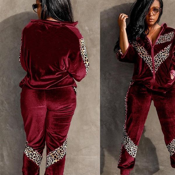 autumn velvet 2 piece sets for women 2021leopard long sleeve turn down collar coat jacket harem pants trousers tracksuit outfit, Gray