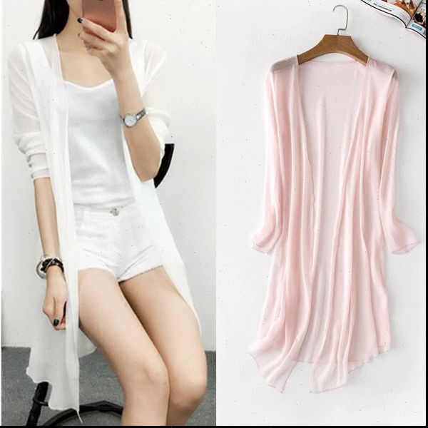 rylanguage summer chiffon blouse pink cardigan sun protection clothing long blouse beach white female fashion feminino
rylanguage summer chiffon blouse pink cardigan sun protection clothing long blouse beach white female fashion feminino
