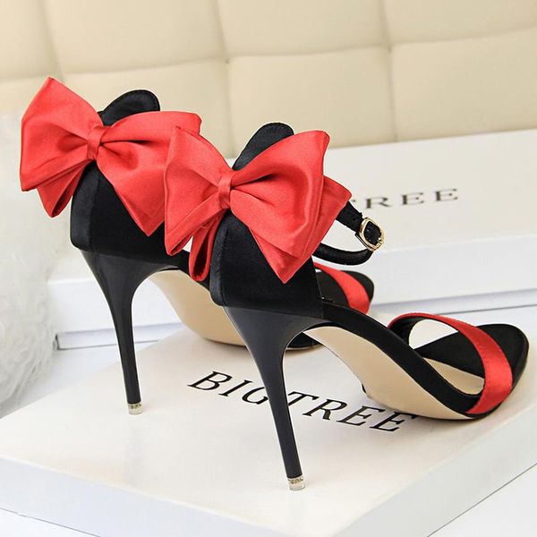 sandals bowknot women's elegant pumps shoes on heels 10cm silk stiletto female high heel for women wedding, Black
sandals bowknot women's elegant pumps shoes on heels 10cm silk stiletto female high heel for women wedding, Black