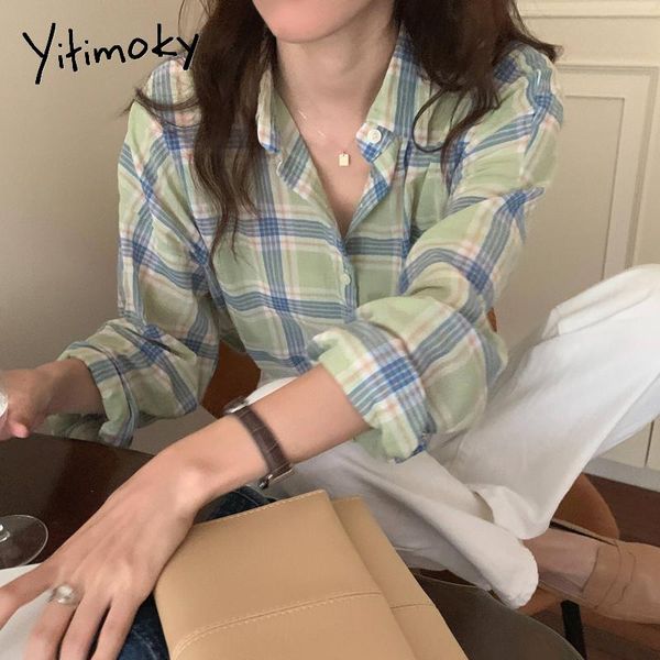 women's blouses & shirts yitimoky women plaid shirt green long sleeve clothing korean style fashion vintage turn-down collar casual sin, White
women's blouses & shirts yitimoky women plaid shirt green long sleeve clothing korean style fashion vintage turn-down collar casual sin, White