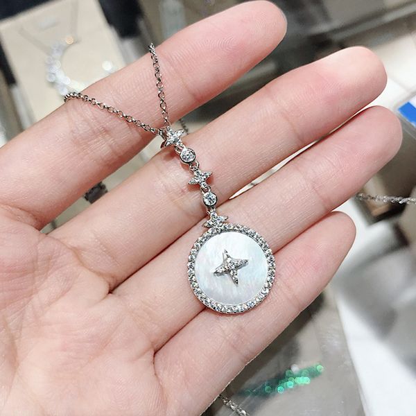 design jewelry star white fritillaria necklace of, Silver 
design jewelry star white fritillaria necklace of, Silver