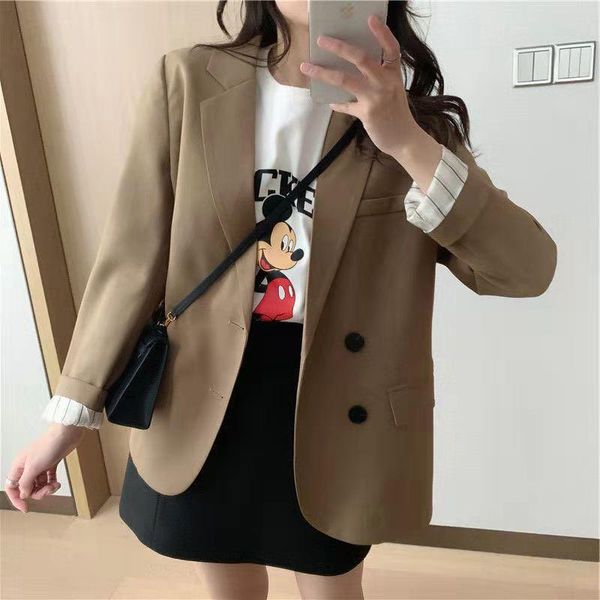 women's suits & blazers retro blazer korean fashion spring and autumn casual jacket veste fenne woman 2021, White;black
women's suits & blazers retro blazer korean fashion spring and autumn casual jacket veste fenne woman 2021, White;black