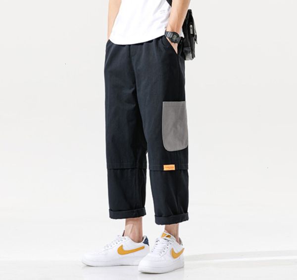harajuku style simple straight casual pants men's summer color contrast loose wide leg overalls, Black
harajuku style simple straight casual pants men's summer color contrast loose wide leg overalls, Black