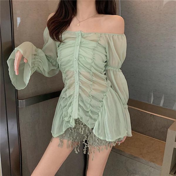 women's blouses & shirts spring autumn women fashion blouse off shoulder long sleeve sunscreen chiffon shirt club party chemise blu, White
women's blouses & shirts spring autumn women fashion blouse off shoulder long sleeve sunscreen chiffon shirt club party chemise blu, White