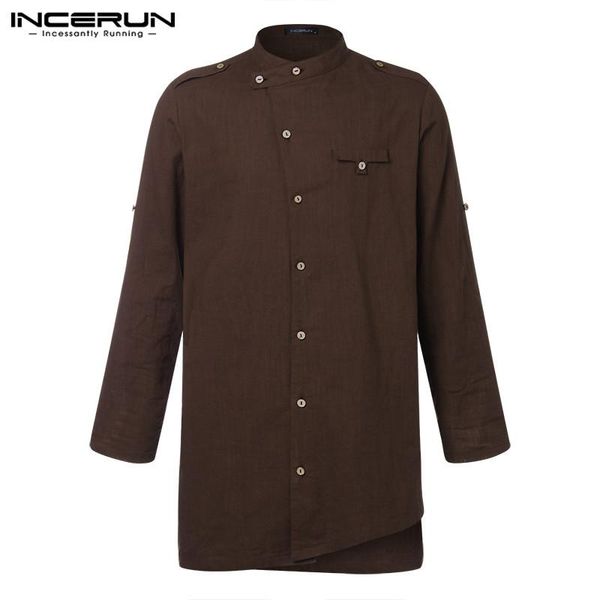 incerun vintage long sleeve men shirts casual solid stand collar blouse man button dress shirts leisure long muslim clothing 5xl, White;black
incerun vintage long sleeve men shirts casual solid stand collar blouse man button dress shirts leisure long muslim clothing 5xl, White;black