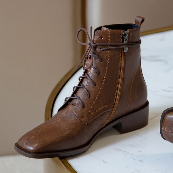 womens genuine leather lace-up autumn flats ankle boots square toe casual martin boots retro short motorcycle boots shoes women, Black
womens genuine leather lace-up autumn flats ankle boots square toe casual martin boots retro short motorcycle boots shoes women, Black