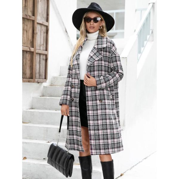 women's suits & blazers double-breasted blazer jacket long cashmere plaid trench coat 2021 autumn and winter en*, White;black
women's suits & blazers double-breasted blazer jacket long cashmere plaid trench coat 2021 autumn and winter en*, White;black