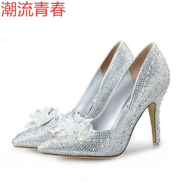 dress shoes cinderella crystal wedding heels women spring pointed bride female high silver rhinestone sequins, Black
dress shoes cinderella crystal wedding heels women spring pointed bride female high silver rhinestone sequins, Black