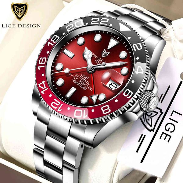 luik design new luxury men mechanical clock rvs gmt brand saffierglas s reloj hombre + box, Slivery;brown
luik design new luxury men mechanical clock rvs gmt brand saffierglas s reloj hombre + box, Slivery;brown