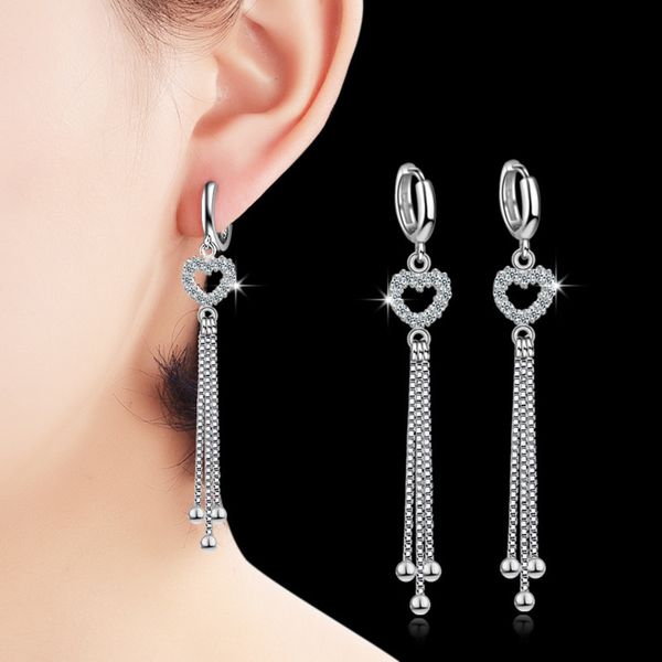 925 sterling silver earrings heart-shaped zircon tassel for women charm jewelry gifts, Golden
925 sterling silver earrings heart-shaped zircon tassel for women charm jewelry gifts, Golden