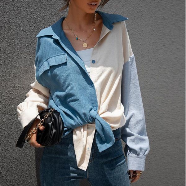 women's blouses & shirts elegant patchwork shirt women casual long-sleeved turn-down collar autumn and winter ladies blouse, White
women's blouses & shirts elegant patchwork shirt women casual long-sleeved turn-down collar autumn and winter ladies blouse, White