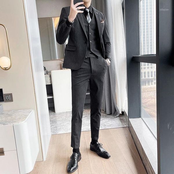 men's suits & blazers 2021 men spring fashion striped slim business casual suit 2pcs male groom wedding dress pants sets w472, White;black
men's suits & blazers 2021 men spring fashion striped slim business casual suit 2pcs male groom wedding dress pants sets w472, White;black