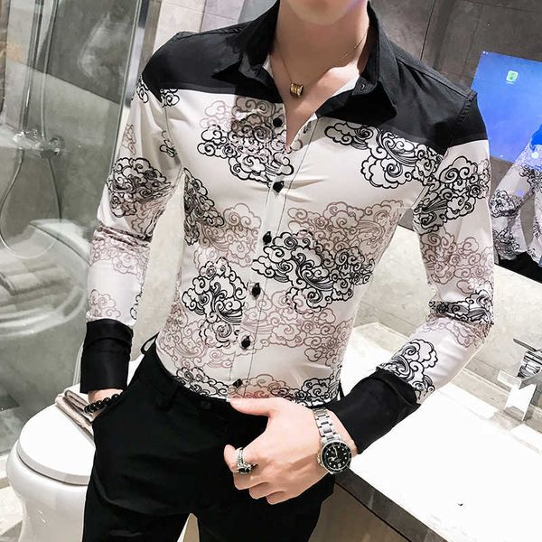 fashion print men shirts long sleeve casual slim fit shirts men dress formal social shirt streetwear male clothing brand shirts 210527, White;black
fashion print men shirts long sleeve casual slim fit shirts men dress formal social shirt streetwear male clothing brand shirts 210527, White;black