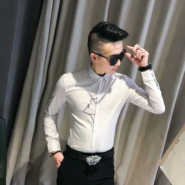 primavera new preto/branco/vermelho nova simples bordado camisas para roupas masculinas moda todos jogos magro ajuste cl mwmk, Black;brown
primavera new preto/branco/vermelho nova simples bordado camisas para roupas masculinas moda todos jogos magro ajuste cl mwmk, Black;brown