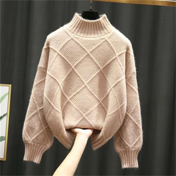 fashion style sweater semi color loose 2020 lazy solid new autumn and winter women's thickened pullover collar luxury, White;black
fashion style sweater semi color loose 2020 lazy solid new autumn and winter women's thickened pullover collar luxury, White;black