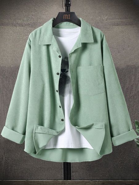 men pocket front corduroy shirt without tee o23s#, White;black
men pocket front corduroy shirt without tee o23s#, White;black