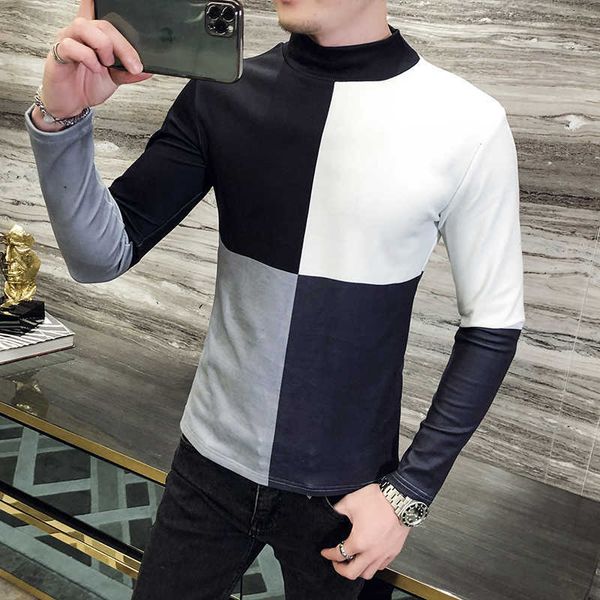 autumn splicing long sleeve men t-shirt casual slim fit half turtleneck tshirt camisas streetwear hip-hop men clothing 210527, White;black
autumn splicing long sleeve men t-shirt casual slim fit half turtleneck tshirt camisas streetwear hip-hop men clothing 210527, White;black