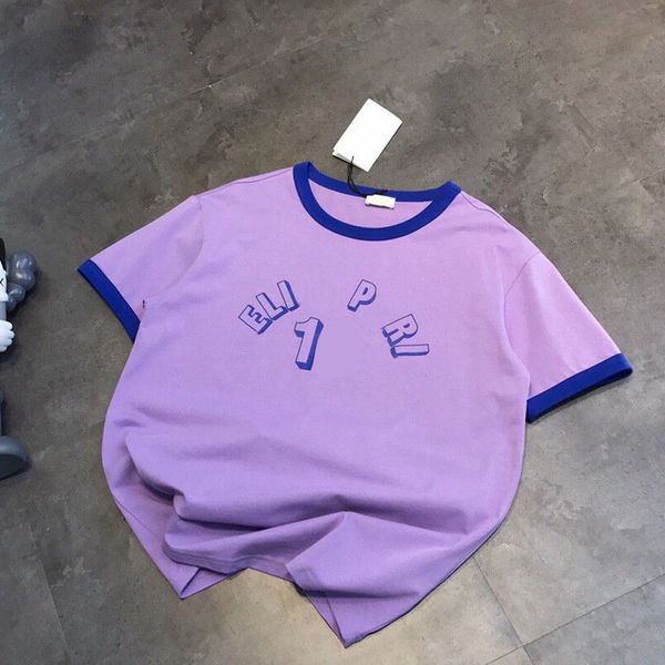 high version 21 spring and summer new fashion saijia contrast neckline sleeve, three color women's short sleeve printed with letters on, White
high version 21 spring and summer new fashion saijia contrast neckline sleeve, three color women's short sleeve printed with letters on, White