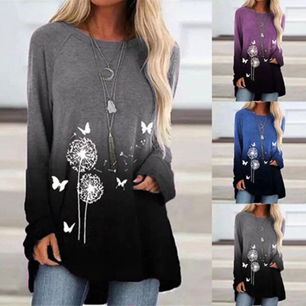 women's t-shirt autumn women floral dandelion print long-sleeved round neck loose casual pullover ladies top, White
women's t-shirt autumn women floral dandelion print long-sleeved round neck loose casual pullover ladies top, White