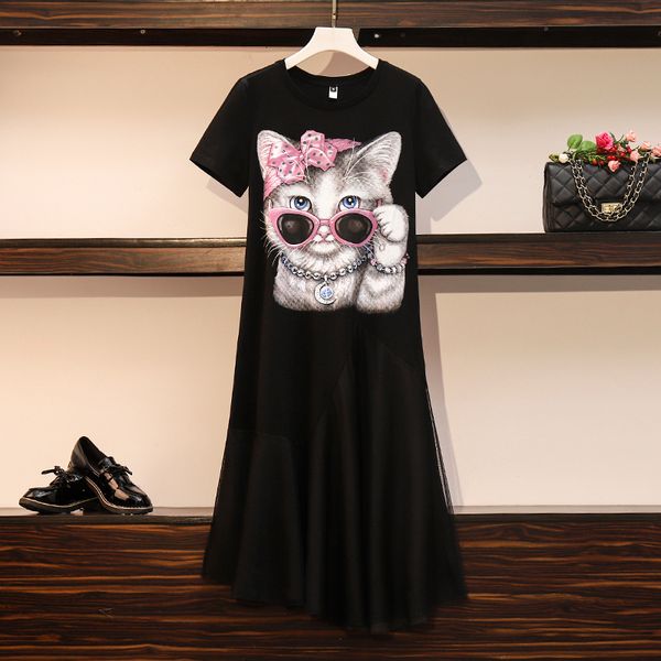 Women Cartoons Dressed As Cat Plus Size Loosey Summer Short Sleeve t Casual Shirt Mesh Dresses Femme Beautiful Clothes D27n, Black;gray
Women Cartoons Dressed As Cat Plus Size Loosey Summer Short Sleeve t Casual Shirt Mesh Dresses Femme Beautiful Clothes D27n, Black;gray