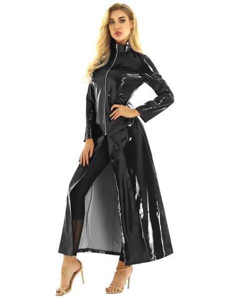 women's trench coats fashion pvc leather coat women punk streetwear long wetlook clubwear men moto biker, Tan;black
women's trench coats fashion pvc leather coat women punk streetwear long wetlook clubwear men moto biker, Tan;black