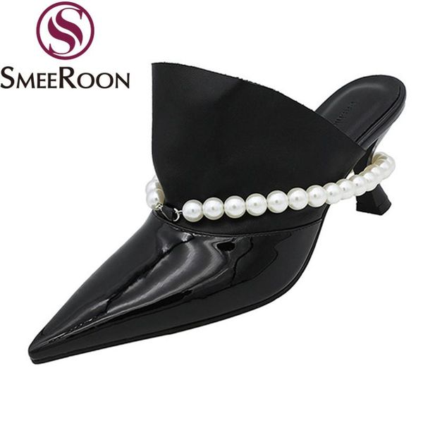 slippers smeeroon 2021 arrival fashion high heels shoes genuine leather women summer classic ladies mules, Black
slippers smeeroon 2021 arrival fashion high heels shoes genuine leather women summer classic ladies mules, Black