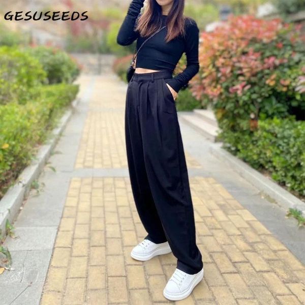 women's pants & capris vintage women high waist elegant suit office lady streetwear black trousers baggy woman white spring 2021, Black;white
women's pants & capris vintage women high waist elegant suit office lady streetwear black trousers baggy woman white spring 2021, Black;white