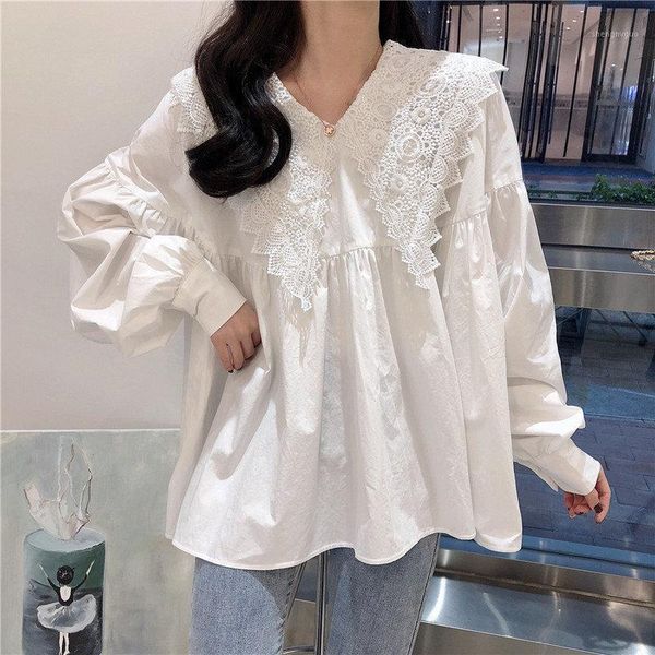 white loose feminine casual full sleeves lace 2021 all match cute streetwear slim gentle sweet blouses women's & shirts
white loose feminine casual full sleeves lace 2021 all match cute streetwear slim gentle sweet blouses women's & shirts