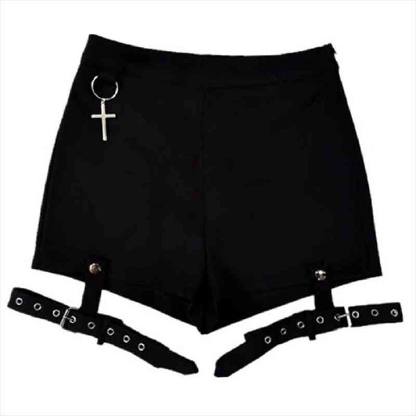 summer punk rock womens shorts cross ring hanging ornament summer fashion black shorts, White;black
summer punk rock womens shorts cross ring hanging ornament summer fashion black shorts, White;black
