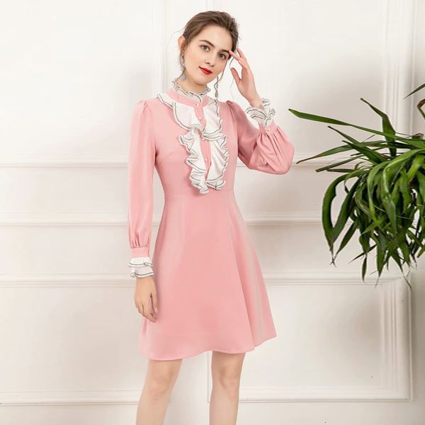 designer spring new women's classic fashion party plaid vintage elegant chic pleated ruffle patchwork long sleeve pink dress 50og, Black;gray
designer spring new women's classic fashion party plaid vintage elegant chic pleated ruffle patchwork long sleeve pink dress 50og, Black;gray