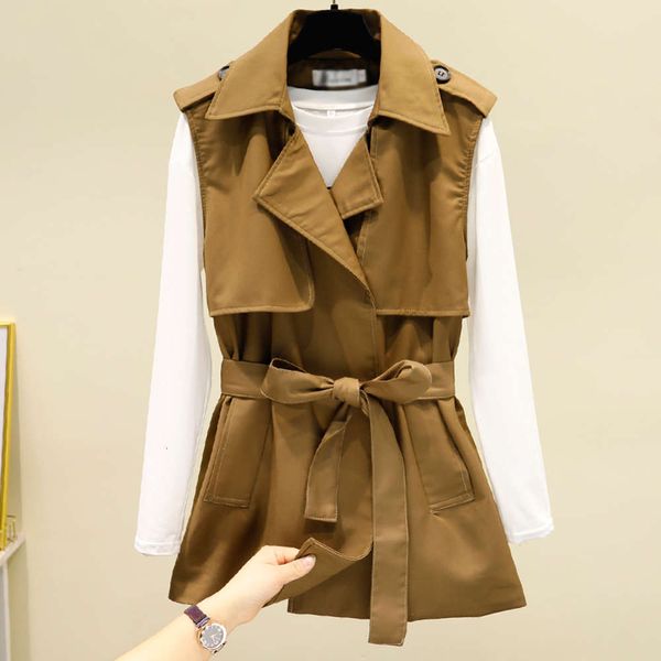 windbreaker waistcoat women's middle long 2021 new spring and autumn waist style jacket, Tan;black
windbreaker waistcoat women's middle long 2021 new spring and autumn waist style jacket, Tan;black