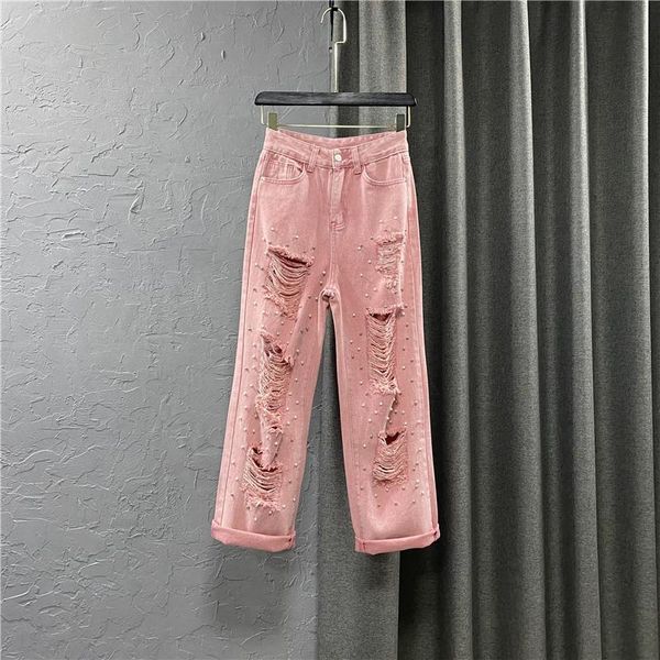 women's jeans pink trousers 2021 summer loose wide leg straight pants ripped beaded hole jean denim girls, Blue
women's jeans pink trousers 2021 summer loose wide leg straight pants ripped beaded hole jean denim girls, Blue