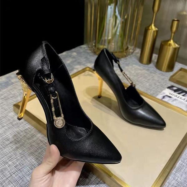dress shoes metal buckle pointed toe high heels pumps for women elegant solid color sandals genuine leather designer, Black
dress shoes metal buckle pointed toe high heels pumps for women elegant solid color sandals genuine leather designer, Black