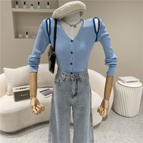 female spring summer fashion seam low fine knit use holes in cardigan sweater wntj, White;black
female spring summer fashion seam low fine knit use holes in cardigan sweater wntj, White;black