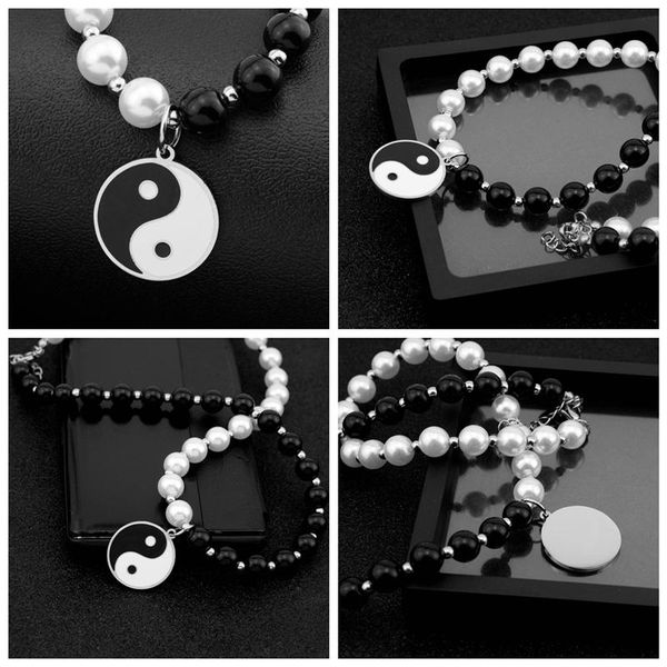 pendant necklaces 2021 trendy hip hop gossip lobster clasp necklace personality yin yang black beads white pearl jewelry, Silver
pendant necklaces 2021 trendy hip hop gossip lobster clasp necklace personality yin yang black beads white pearl jewelry, Silver