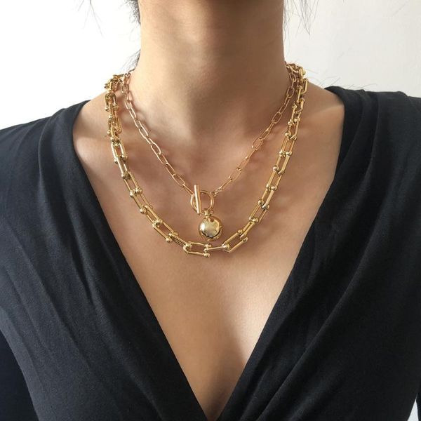 pendant necklaces aomu double layer u-type clavicle chain fashion exaggerated punk gold color round ball necklace for female jewelry gifts p, Silver
pendant necklaces aomu double layer u-type clavicle chain fashion exaggerated punk gold color round ball necklace for female jewelry gifts p, Silver