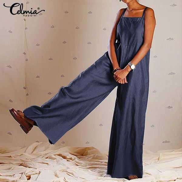 women's jumpsuits & rompers summer celmia women spaghetti strap loose casual wide leg pant lady pockets playsuits plus size overalls, Black;white
women's jumpsuits & rompers summer celmia women spaghetti strap loose casual wide leg pant lady pockets playsuits plus size overalls, Black;white