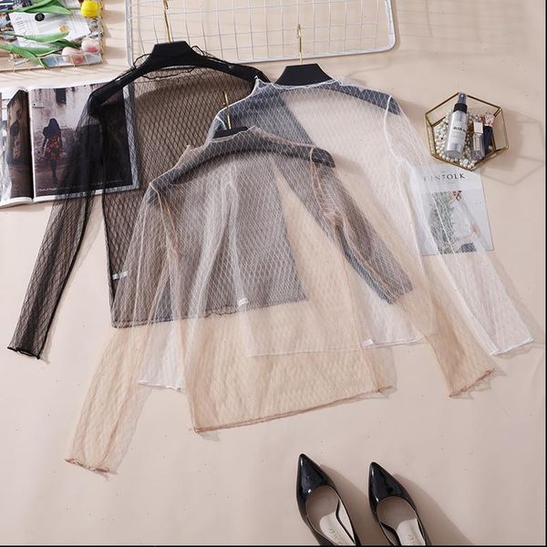 women plaid mesh lace blouses shirt women casual hollow transparent undershirt long sleeve blouses shirts ladies, White
women plaid mesh lace blouses shirt women casual hollow transparent undershirt long sleeve blouses shirts ladies, White