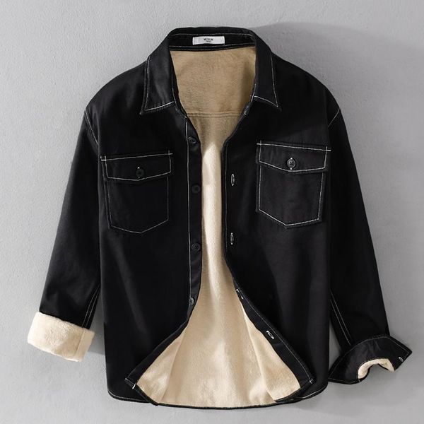 men's casual shirts design long sleeve plus velvet black warm shirt men brand trend comfortable double pocket for chemise camisa, White;black
men's casual shirts design long sleeve plus velvet black warm shirt men brand trend comfortable double pocket for chemise camisa, White;black