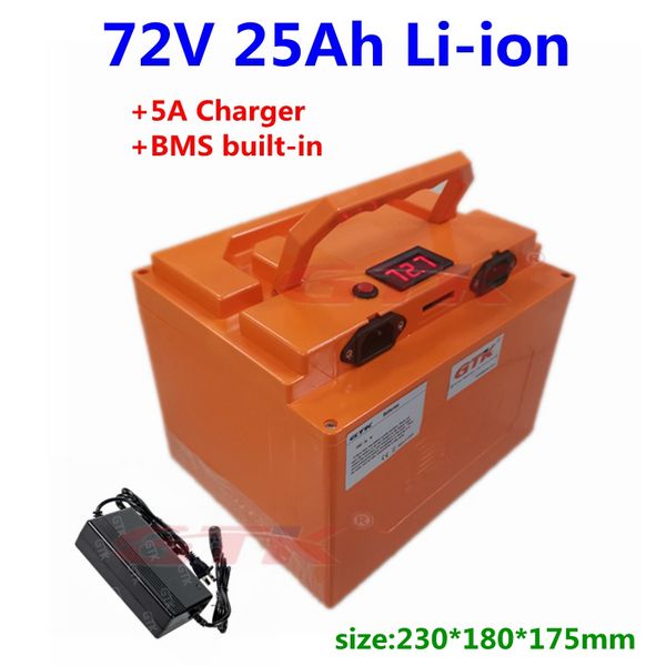 

72v 25ah 20ah lithium li-ion battery pack with bms for 2000w 3000w electric scooter ebike electric motocycle+5a charger