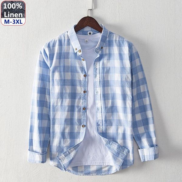 100% linen japanese fresh color matching striped shirt loose fit men's hong kong style casual long-sleeved plaid shirt l847, White;black
100% linen japanese fresh color matching striped shirt loose fit men's hong kong style casual long-sleeved plaid shirt l847, White;black