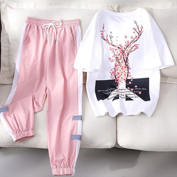 summer clothes suit casual sports womens pants two pieces set flower letter print t shirts elastic waist, White
summer clothes suit casual sports womens pants two pieces set flower letter print t shirts elastic waist, White