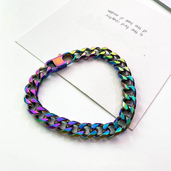 link, chain titanium steel multicolor cuba bracelet hip hop rock singer hand cuff wrist fashion jewelry fine accessories ornament, Black
link, chain titanium steel multicolor cuba bracelet hip hop rock singer hand cuff wrist fashion jewelry fine accessories ornament, Black
