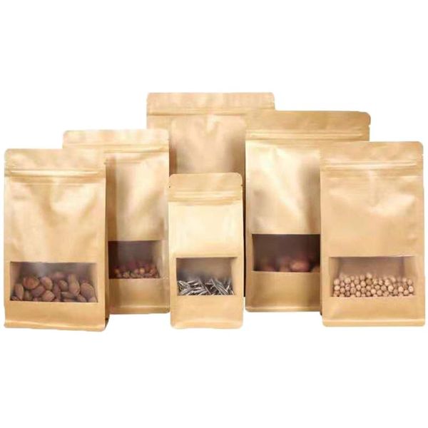 storage bags 50pcs kraft paper stand up bag with frosted window self grip seal reusable tear notch doypack dustproof food pouches
storage bags 50pcs kraft paper stand up bag with frosted window self grip seal reusable tear notch doypack dustproof food pouches