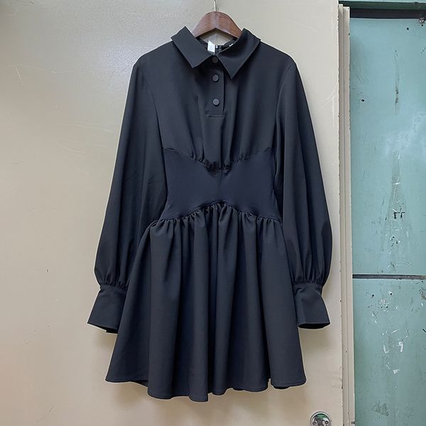 french early spring new retro lightly mature temperament long sleeve waist dress womens elegant pleated slim shirt dress, Black;gray
french early spring new retro lightly mature temperament long sleeve waist dress womens elegant pleated slim shirt dress, Black;gray